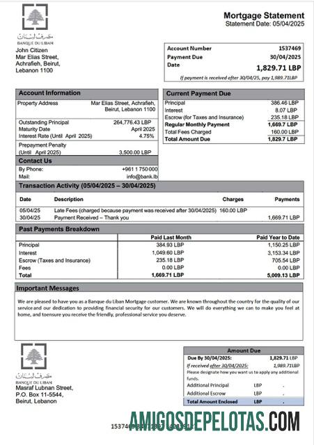 imprimível Declaração de hipoteca do Líbano Banque Du Liban Word e modelo PDF